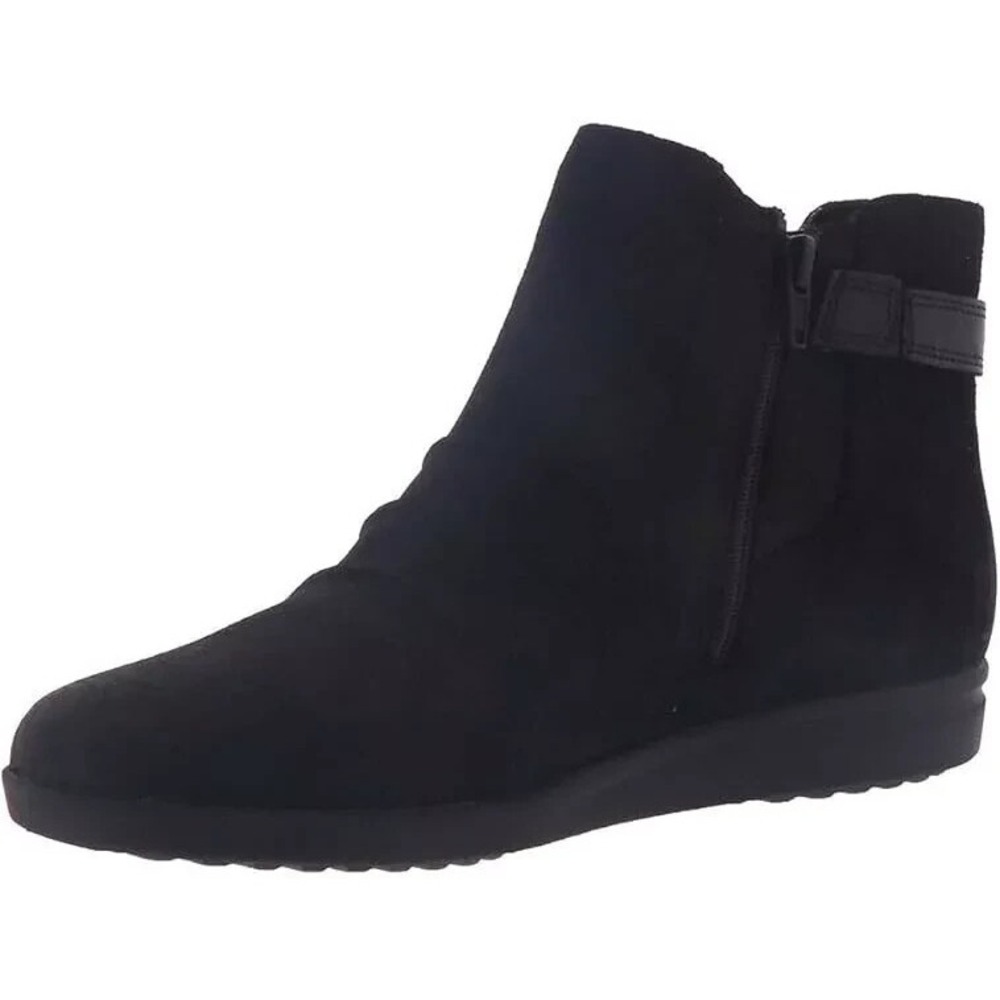 Clarks Women's 8 W Tamzen  Mid Ankle Boot Black Leather Slip On NWOB